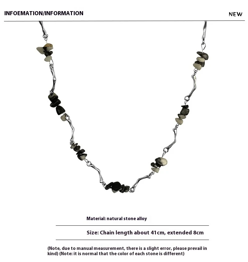 Title 3, Collier à coutures en gravier noir et blanc, pe...