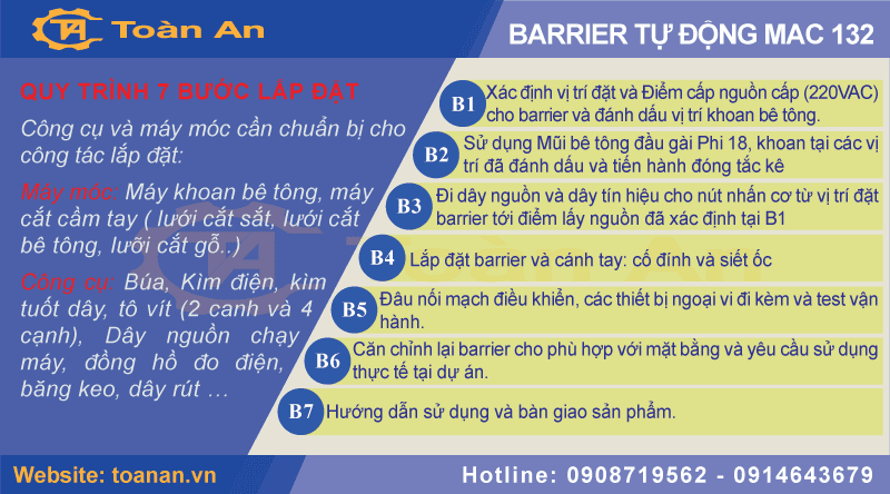 hướng dẫn các bước lắp đặt barrier tự động mac 132.