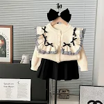 Beige Bow Ruffled Suit