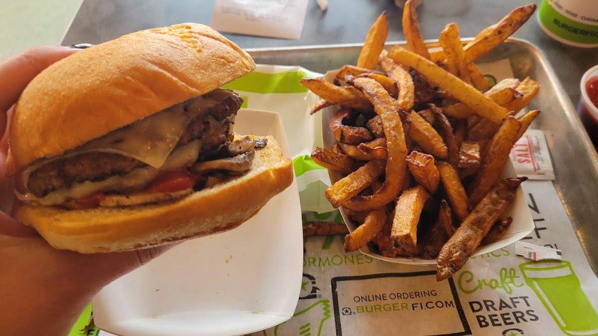 Gluten free bun and fries