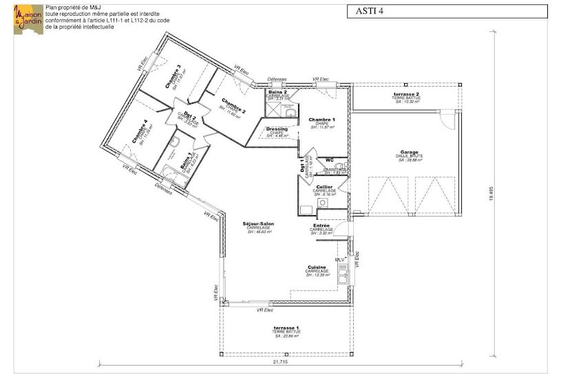  Vente Terrain + Maison - Terrain : 2 150m² - Maison : 134m² à Paray-le-Monial (71600) 