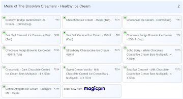 The Brooklyn Creamery - Healthy Ice Cream menu 