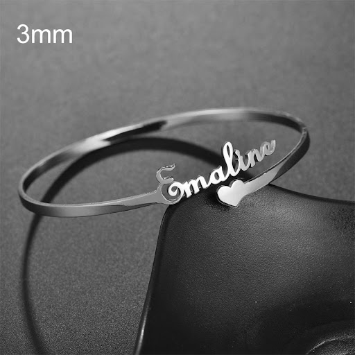 Title 3, Personalized Name Bracelet Custom Bangles Stain...