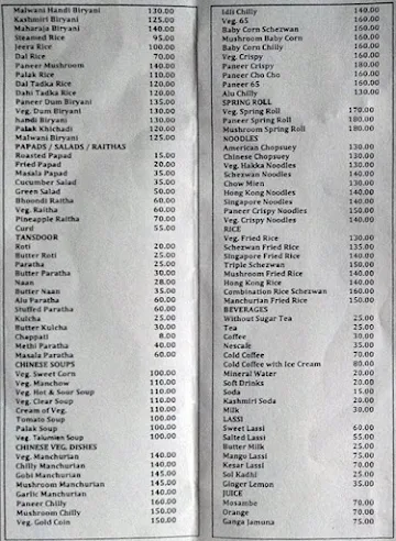 Hotel Prashant menu 