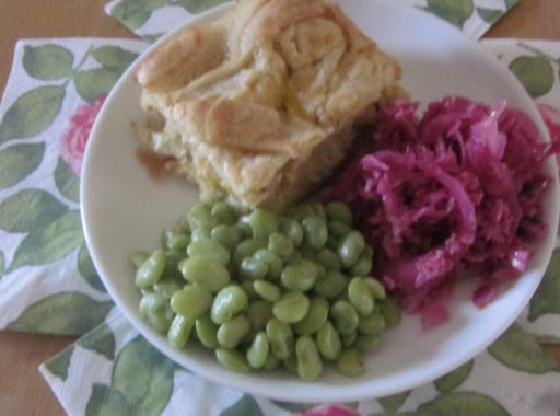 Chicken Pie with Marinated Coleslaw and Baby Lima Beans