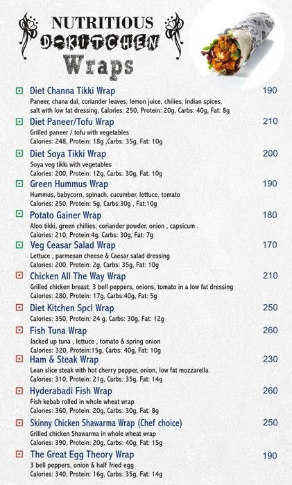 The Diet Kitchen menu 