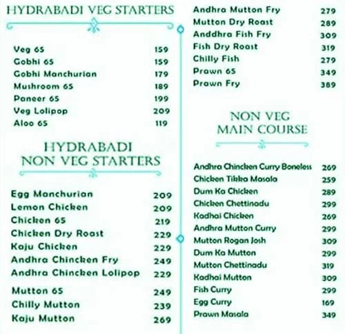 Hyderabad Meri Jaan menu 