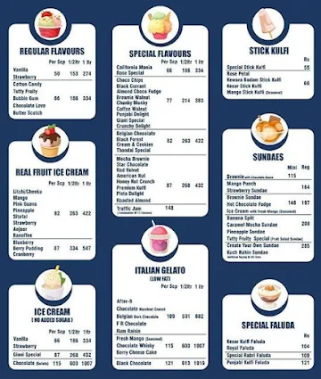 Giani's Ice Cream menu 