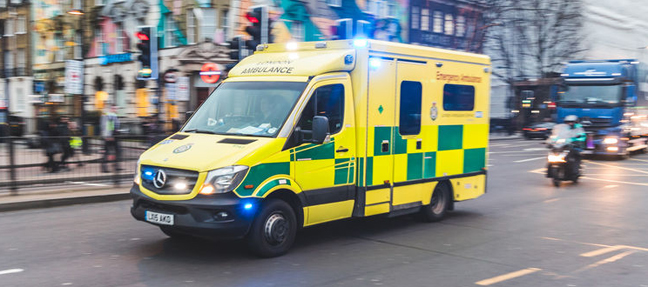 Emergency Ambulance driving in a city