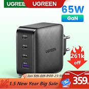 Củ Sạc Ugreen Sử Dụng Gan Hiện Đại Hỗ Trợ Nhanh Pd Usb 3.0 65W Chosamsung