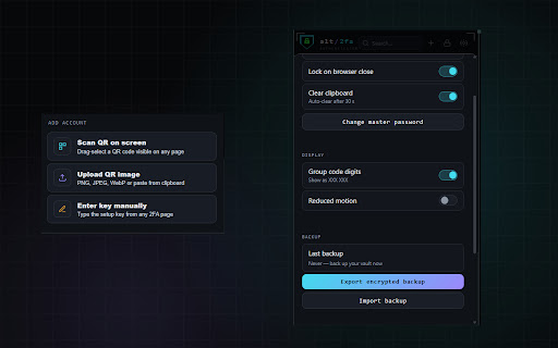 ALT 2FA: Authenticator for Chrome screenshot 3
