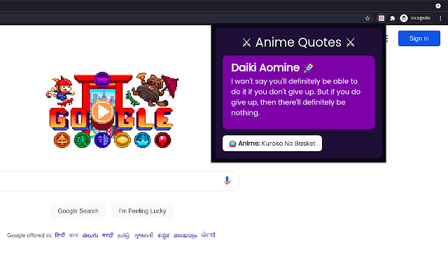 Anime Quotes chrome extension