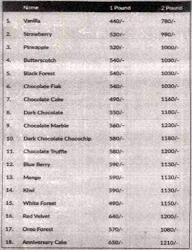 Cake Paradise menu 1