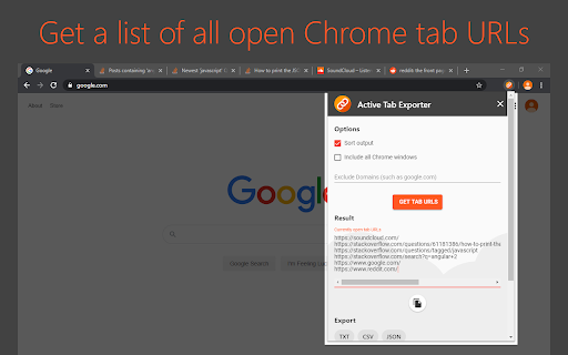 Active Tab Exporter for Chrome