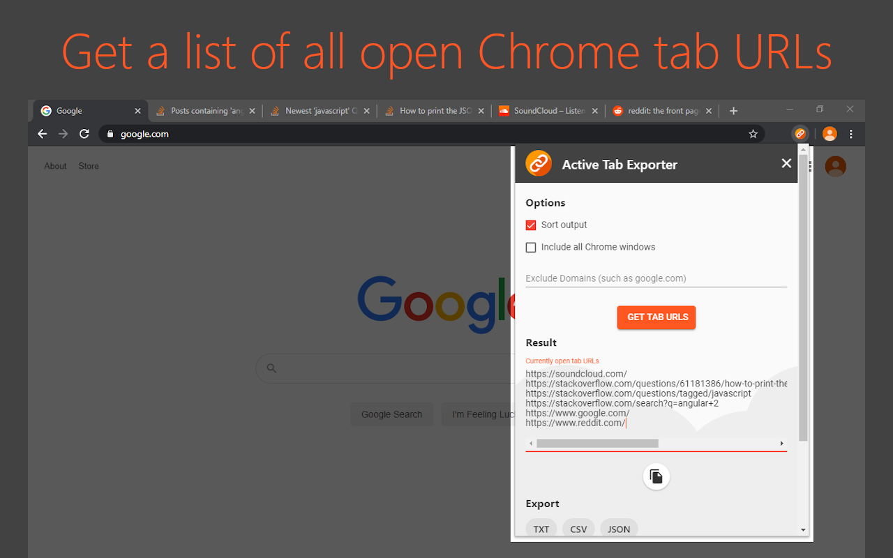 Active Tab Exporter for Chrome Preview image 3