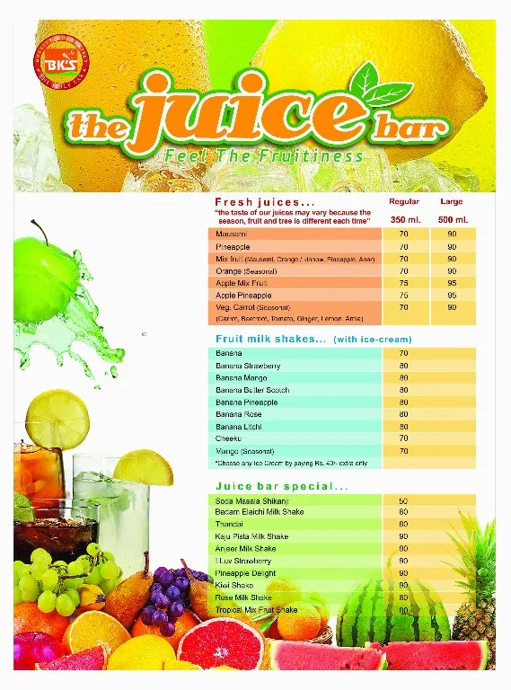 BK's The Juice Bar menu 