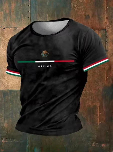 3D-gedrucktes Rundhals-Herren-T-Shirt mit kurzen Ärmeln, lockere Passform, atmungsaktiv und bequem für den Alltag, optimaler Tragekomfort