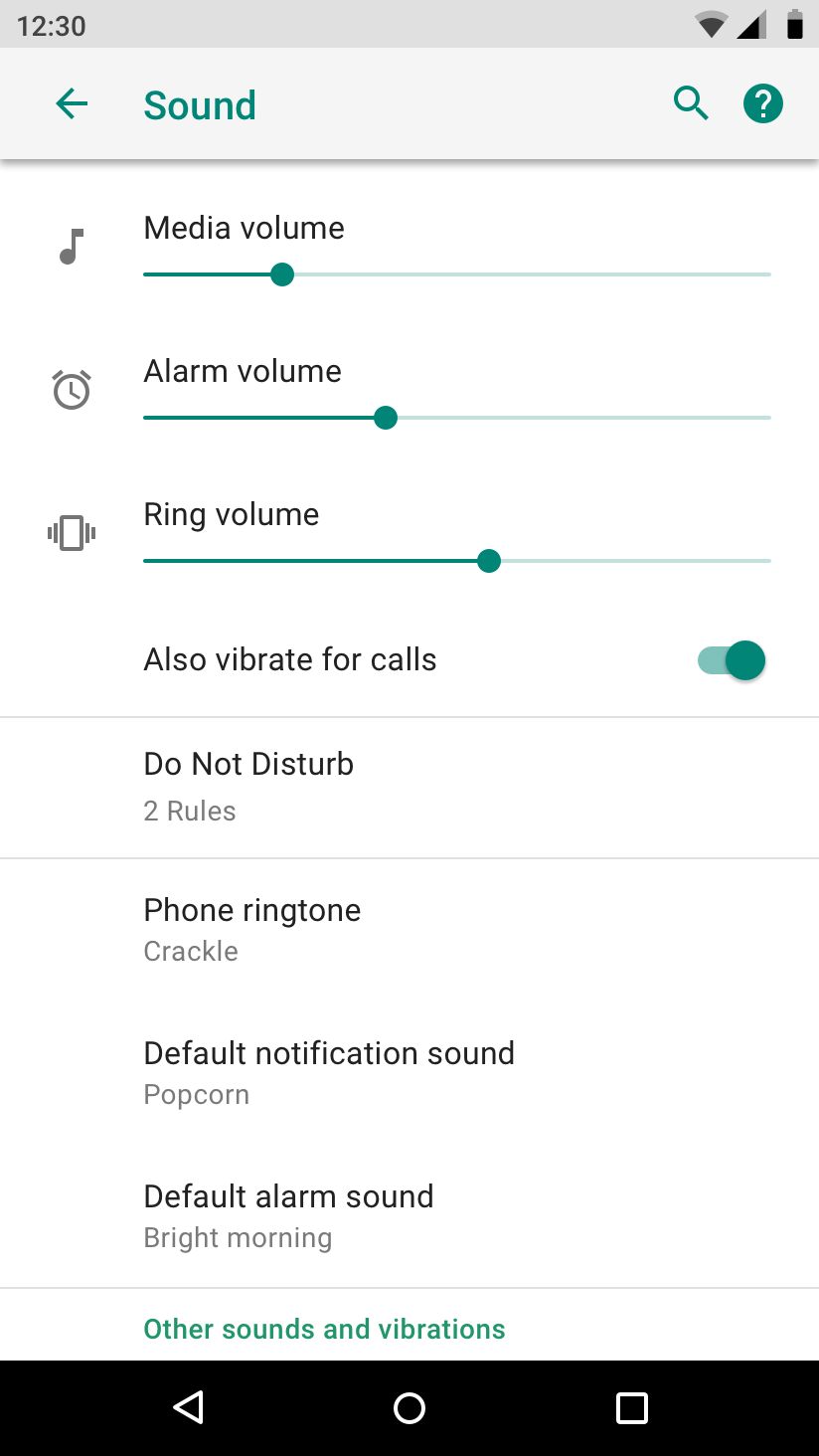 Android settings - Material Design