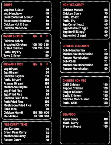 Malayali Cafe menu 