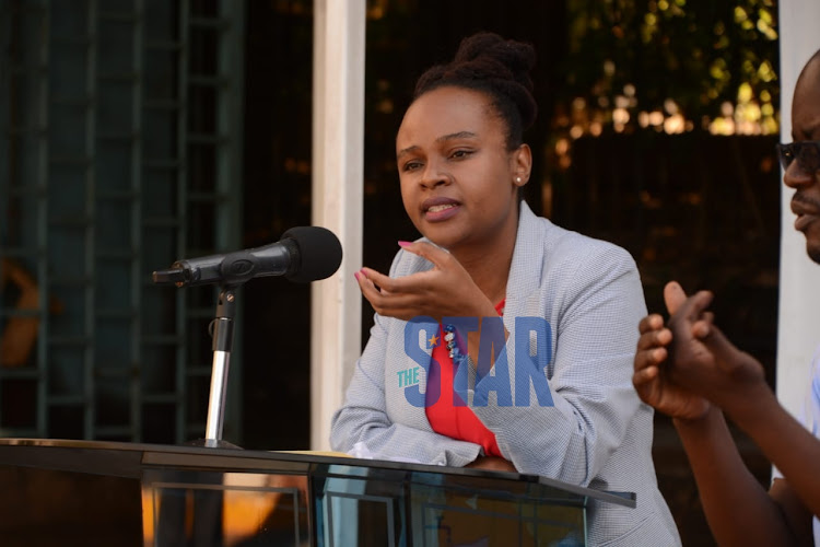 Health CAS Mercy Mwangangi addresses the press at Afya House on Wednesday, April 8, 2020.