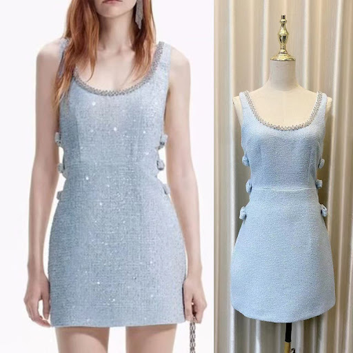 Title 8, Womens French Fog Blue Sequin Sling Dress