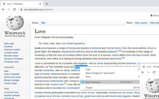 Quick Dictionary chrome extension