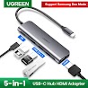 Cáp Chuyển Hub Ugreen 5 In 1 Usb Type C Sang Hdmi + Usb 3.0*3 + Pd Ugreen 50209 Chính Hãng Việt Nam