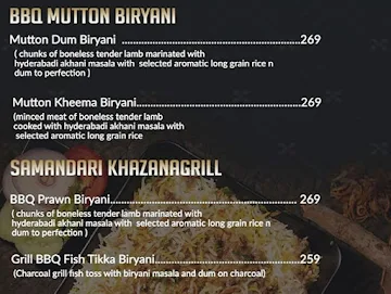 BBQ Biryani menu 