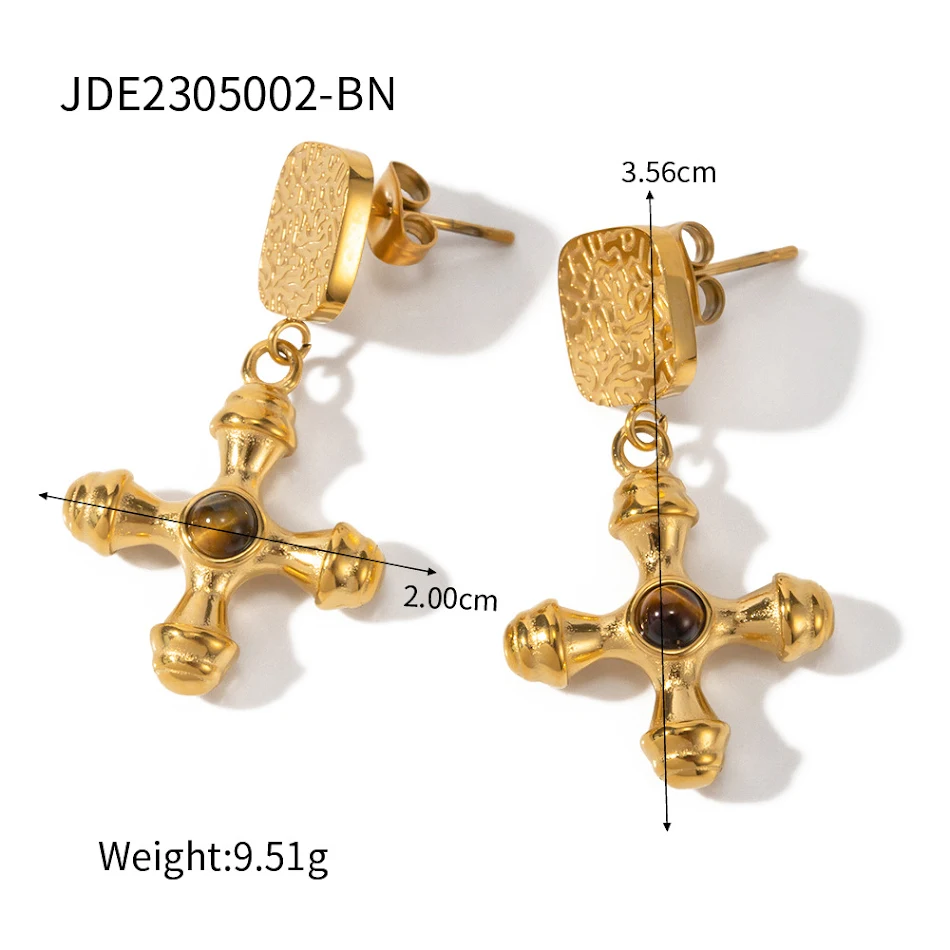 Populaire Ins ketting 18K goud verguld roestvrij staal kruis hanger combinatie voor dames. Stijlvol en duurzaam.