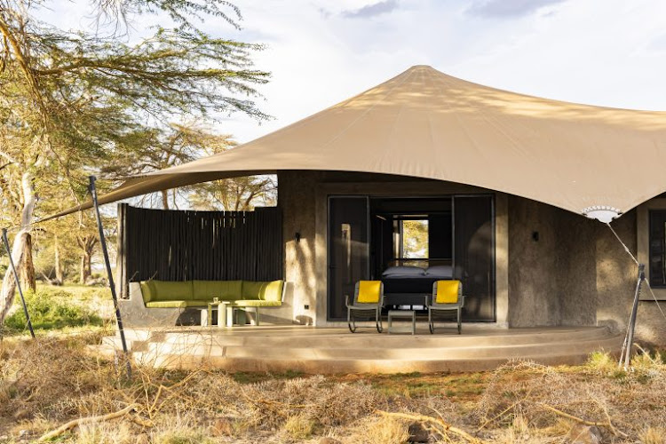 Angama Amboseli guest suite rear exterior.