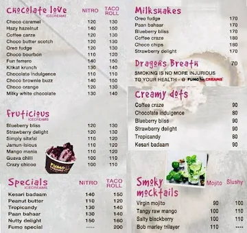 Fumo Creams menu 