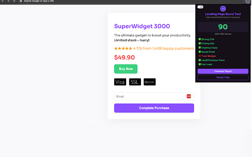 Landing Page Score Tool - Value-Based Optimization Analyzer