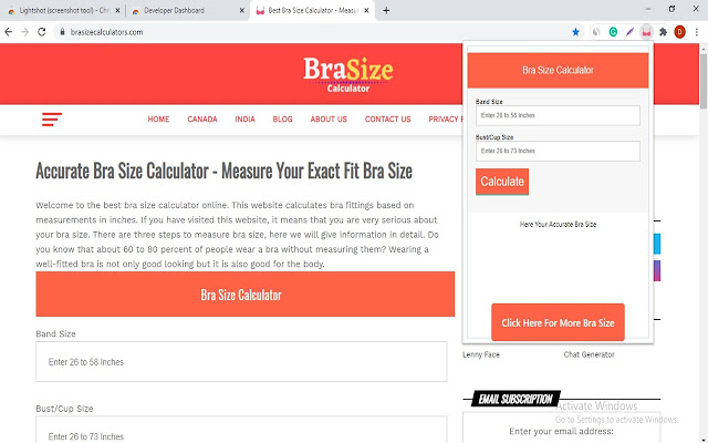 Bra Size Calculators chrome extension