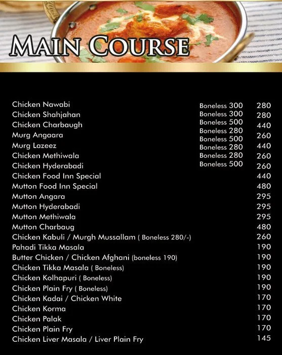 Yasin's Food Inn menu 