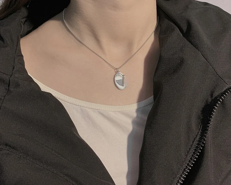 S925 Sterling Zilveren Custom Thai Ketting Vintage Ronde Kralen Ovaal Label Engel Baby Gepersonaliseerd Sieraden