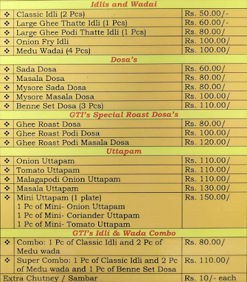 Govindam Thatte Idli menu 