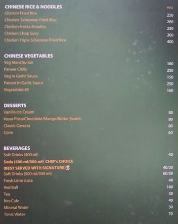 The Raj menu 