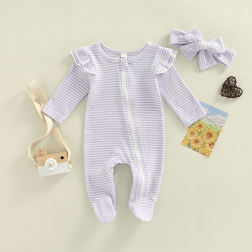 Title 6, Newborn Baby Zipper Leg Wrap Romper provides ea...