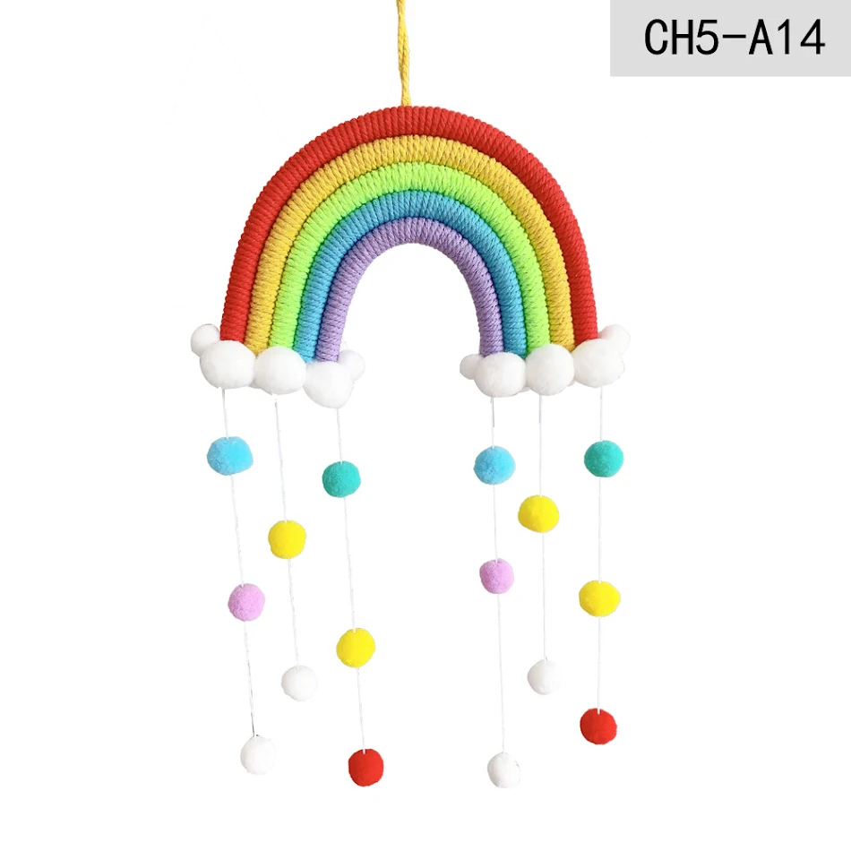 Adorno Colgante para Habitación Infantil Nube Arcoíris Tejida Decoración de Pared para Crear un Ambiente Mágico y Acogedor
