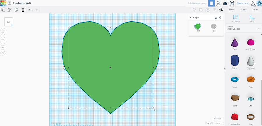 Drag the corners of the part to make your shape larger