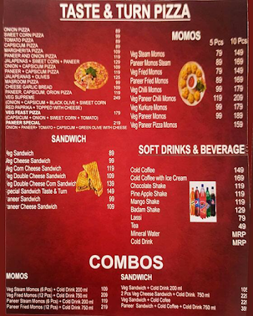 Taste & Turn Pizza menu 