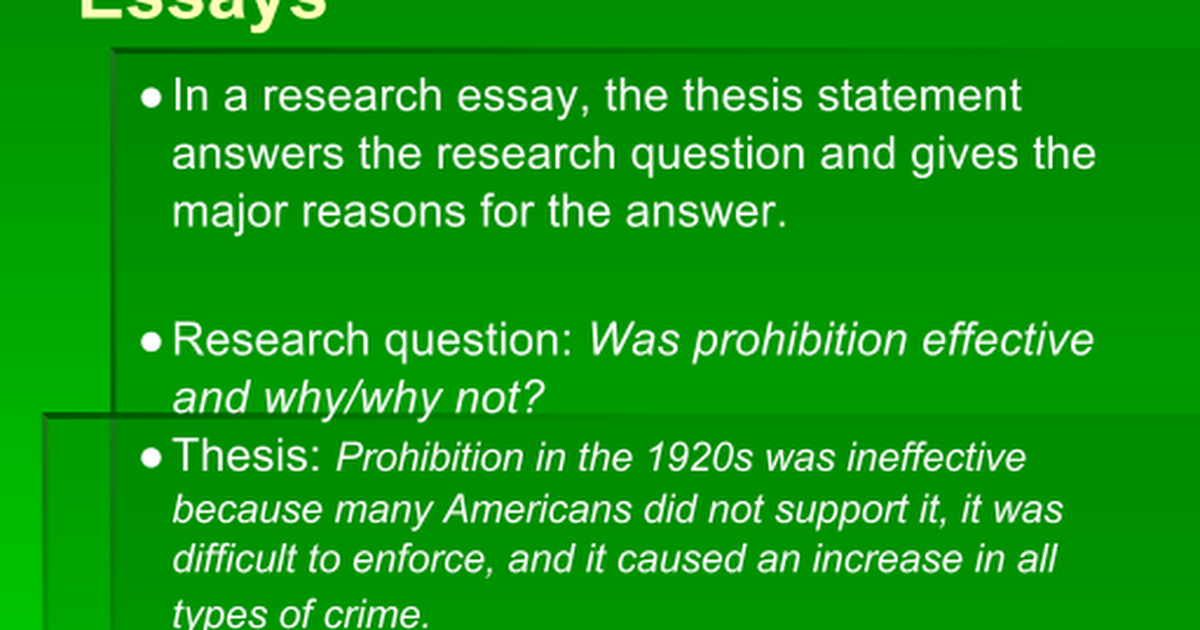 Thesis statements on prohibition