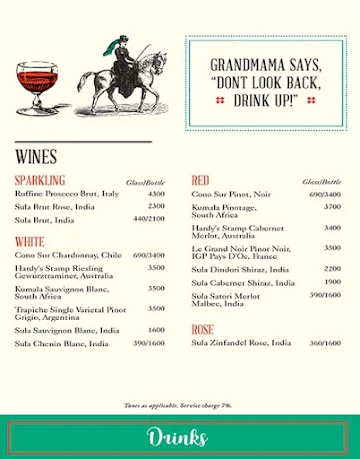 Grandmama's Cafe menu 