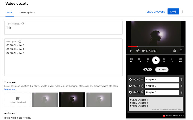 YouTube Chapter Editor chrome extension