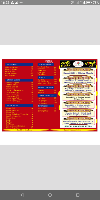 Ningi Family Restaurant menu 