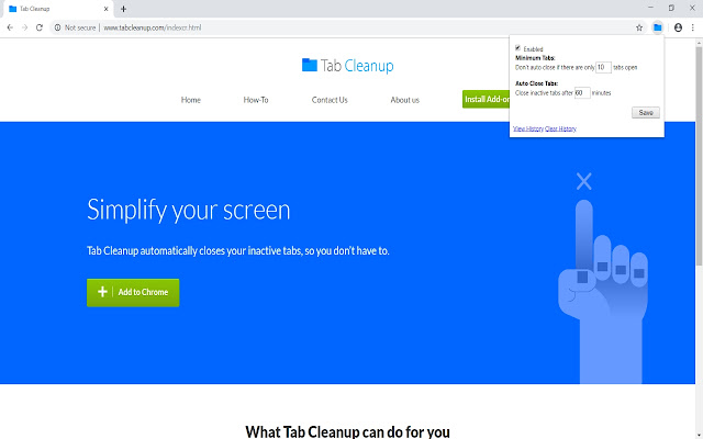 Tab Cleanup chrome extension