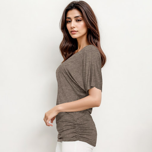 Title 21, Fashionable Yarn V-neck Loose Pleated Top