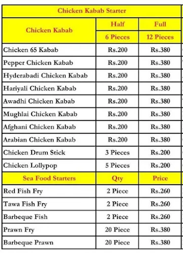 Only Biryani & Kabab menu 