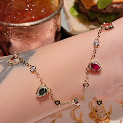 Title 4, Pomegranate Red Water Drop Gem 18K Gold Plated ...