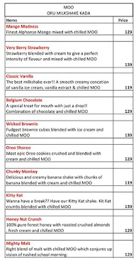 Moo - Oru Milkshake Kada menu 1